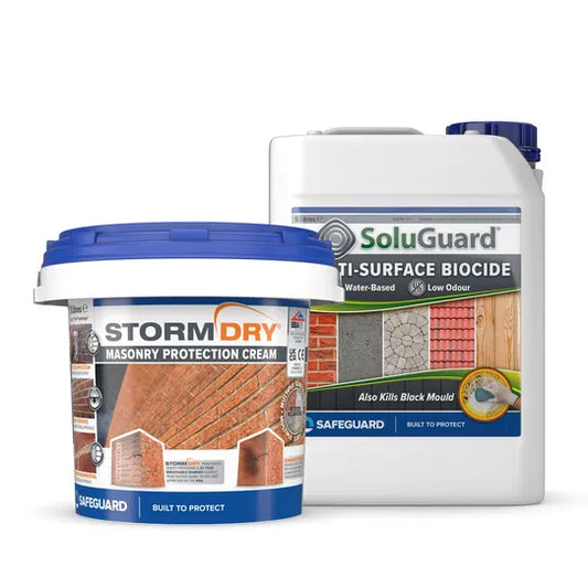 Stormdry Masonry Protection Cream and SoluGuard Multi-Surface Biocide
